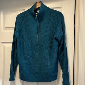 Talbots Teal Zip-Up Sweater